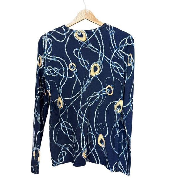 J McLaughlin navy blue nautical rope‎ knot print Catalina shirt size Small - Picture 2 of 7